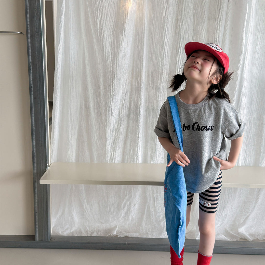 【80-130】英字ロゴプリントTシャツ