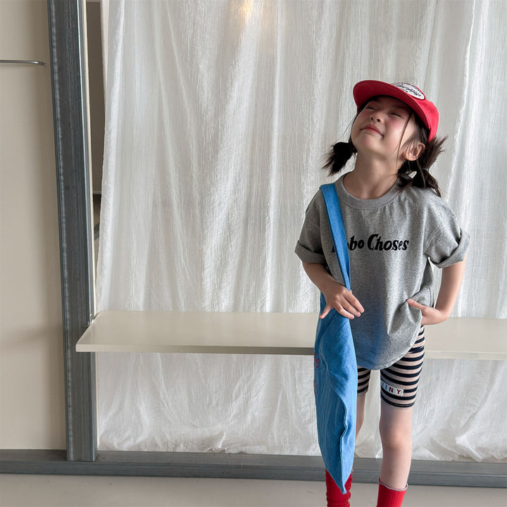 【80-130】英字ロゴプリントTシャツ