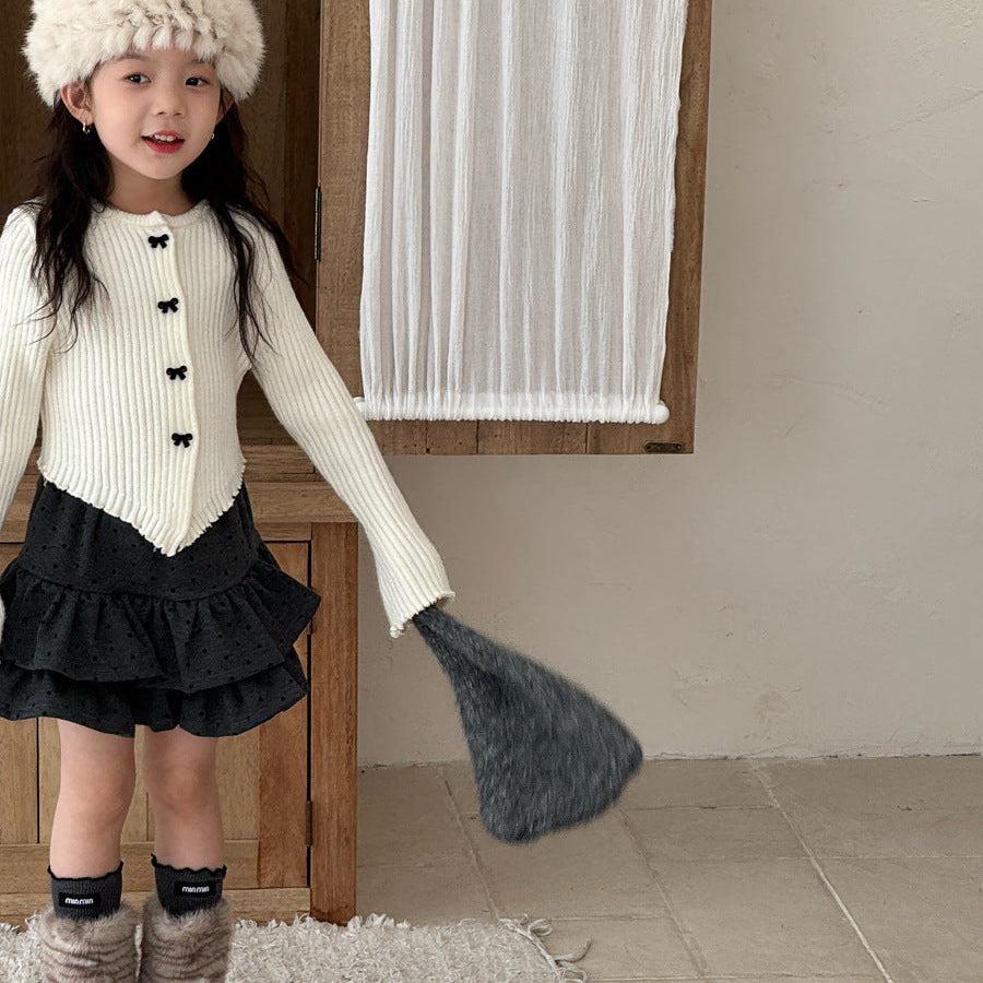 【90-150】ヘムデザインリブカーディガン