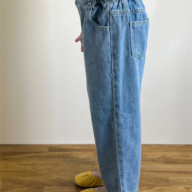 【90-140】ストレートデニムパンツ
