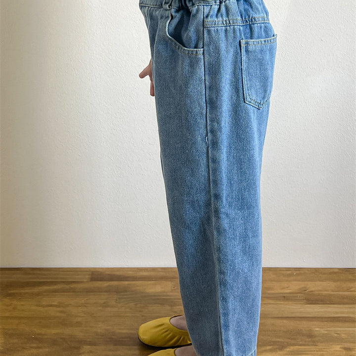 【90-140】ストレートデニムパンツ