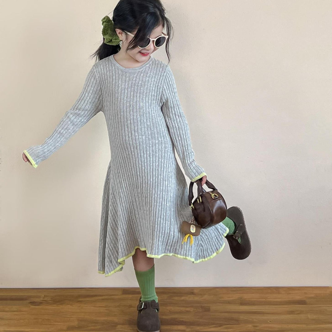 【90-140】アシンメトリーニットワンピース