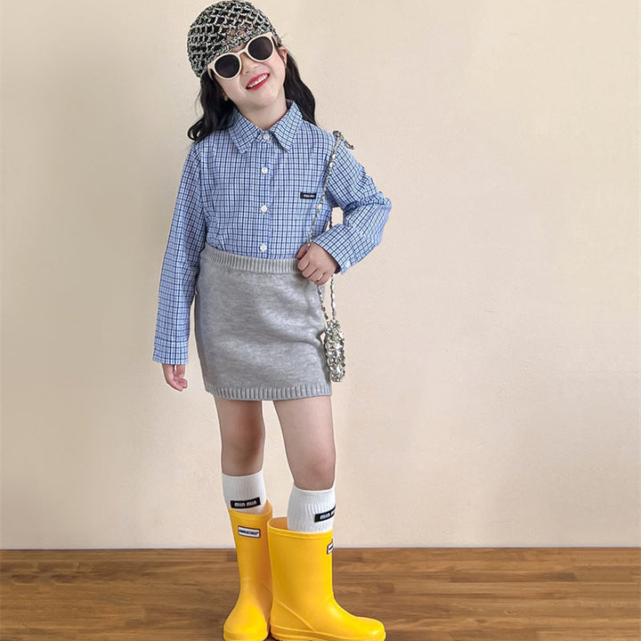 【90-140】シンプルチェック柄シャツ