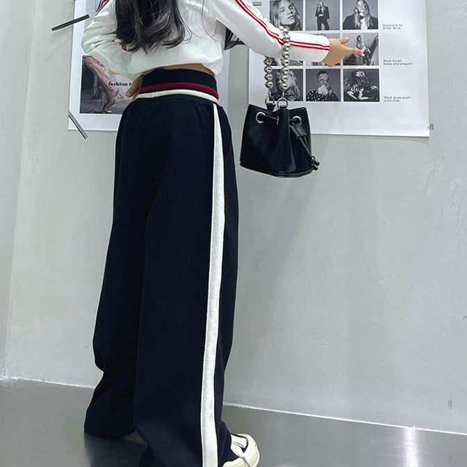 【110-150】ウエストデザインロングパンツ