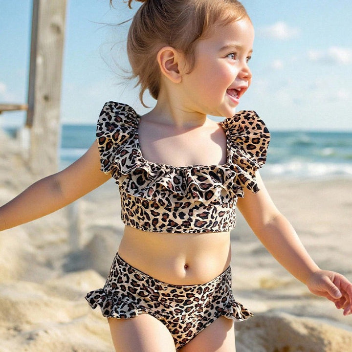 【6ヵ月-2歳】レオパード柄フリルセパレートスイムウェア