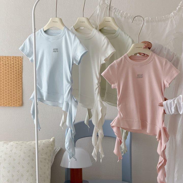 【90-150】サイドフリルTシャツ