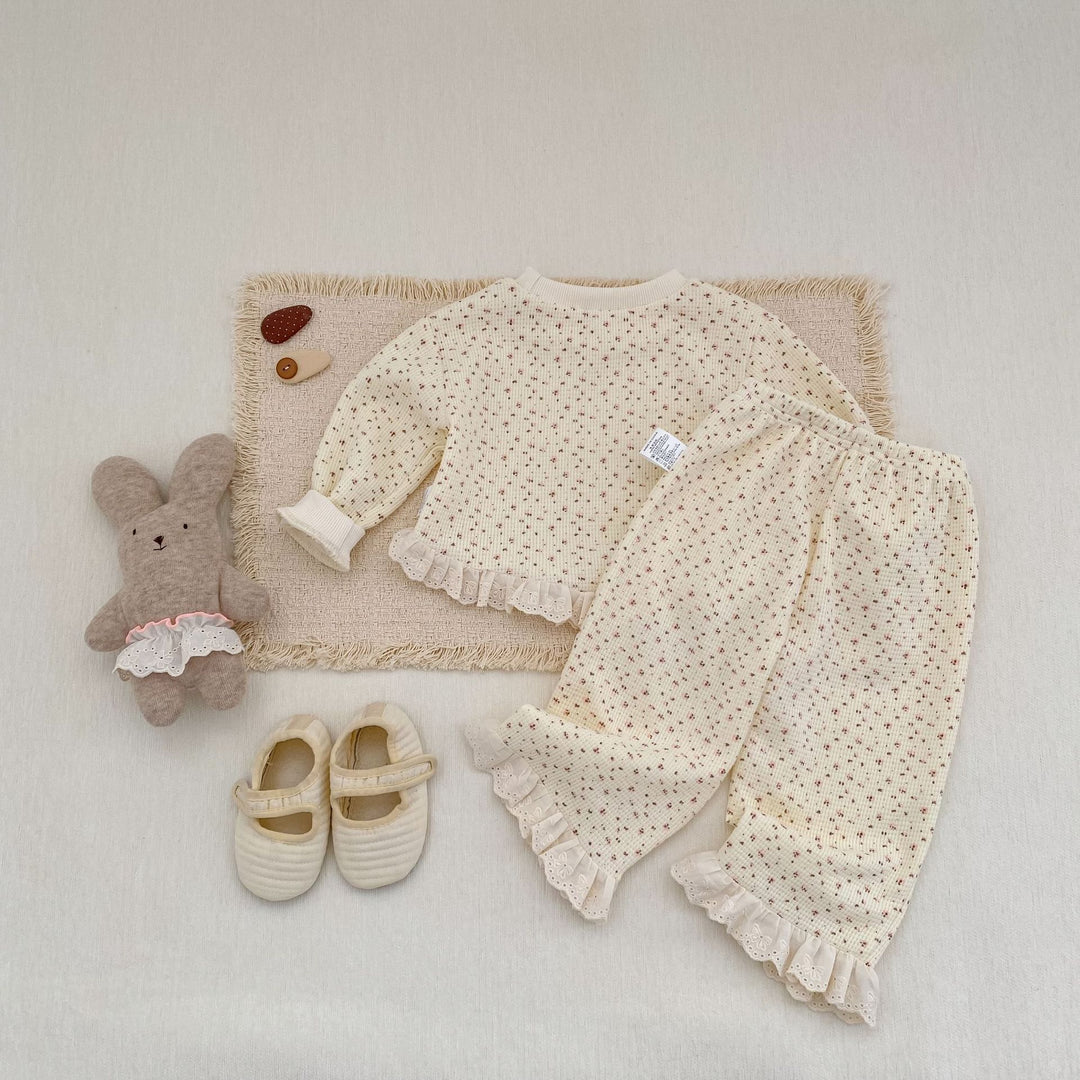 【73-110】レースヘムワッフルセットアップ