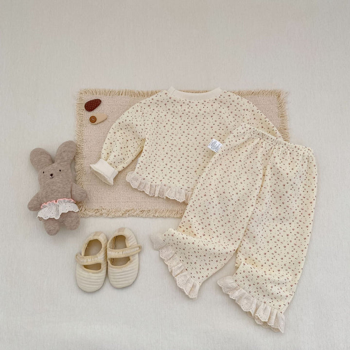 【73-110】レースヘムワッフルセットアップ