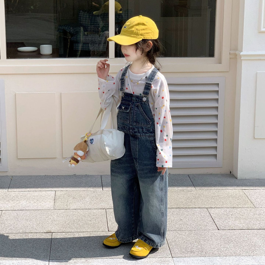 【90-140】ポケットデザインデニムサロペット