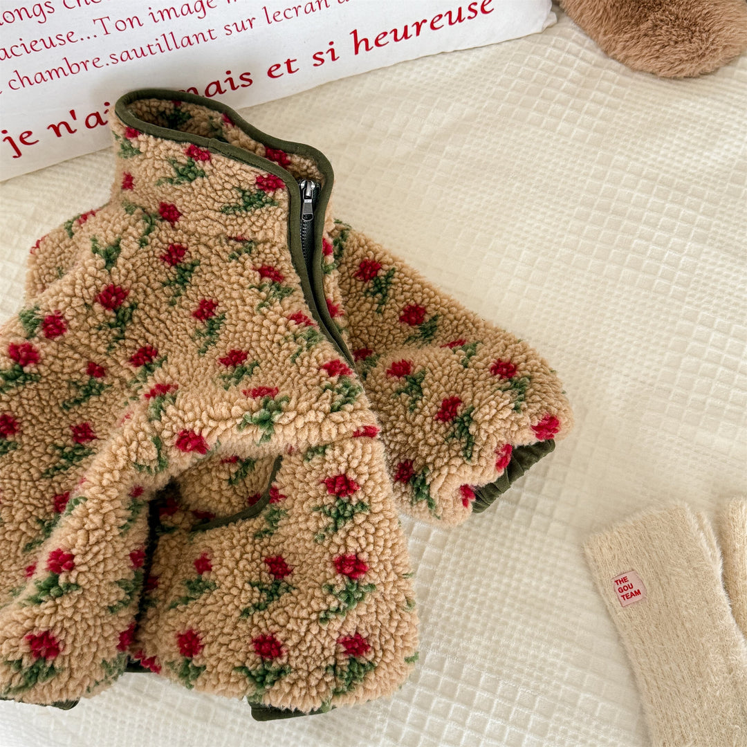 【80-130】花柄フリースジャケット