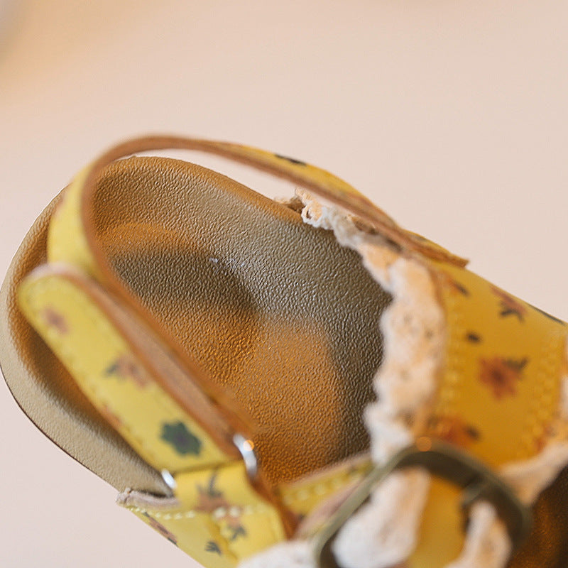 【14.0-21.5】花柄レースデザインサンダル