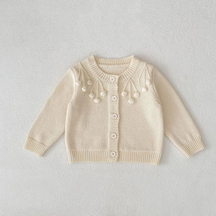 【73-100】ポンポンデザインカーディガン