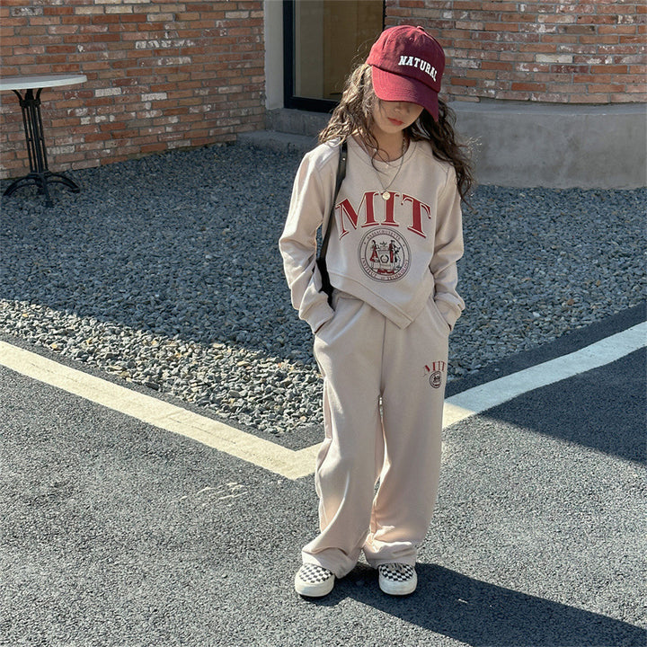 【120-150】アシンメトリートップス×ロングパンツセット