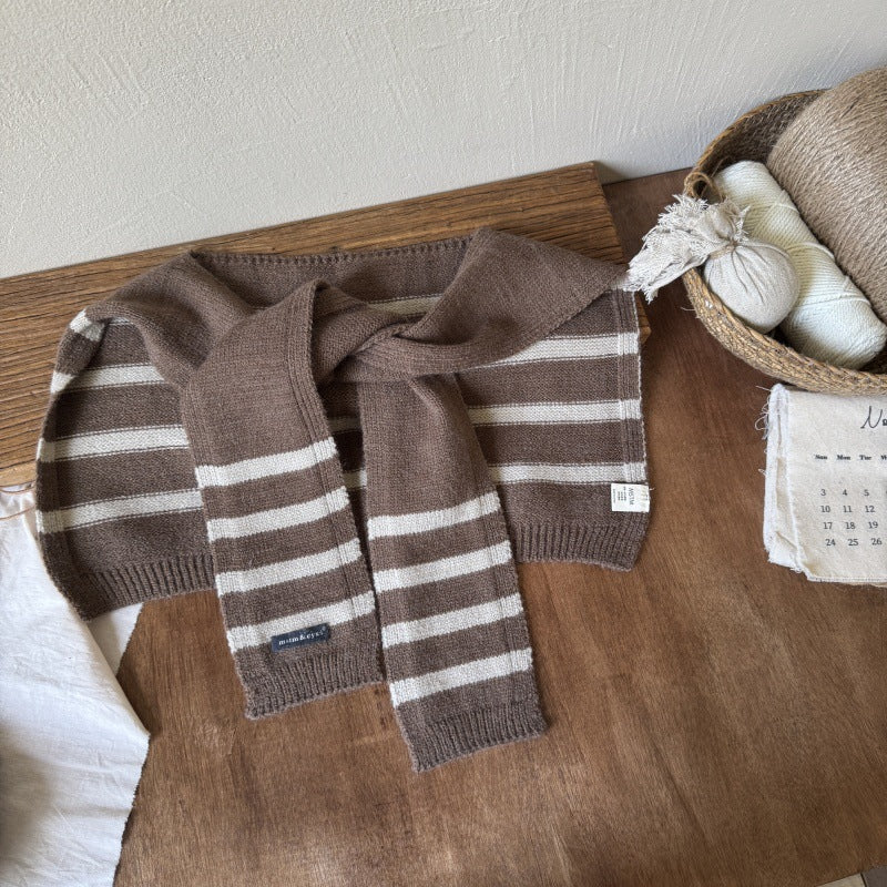 【2Y-10Y】ボーダー柄ニットショール
