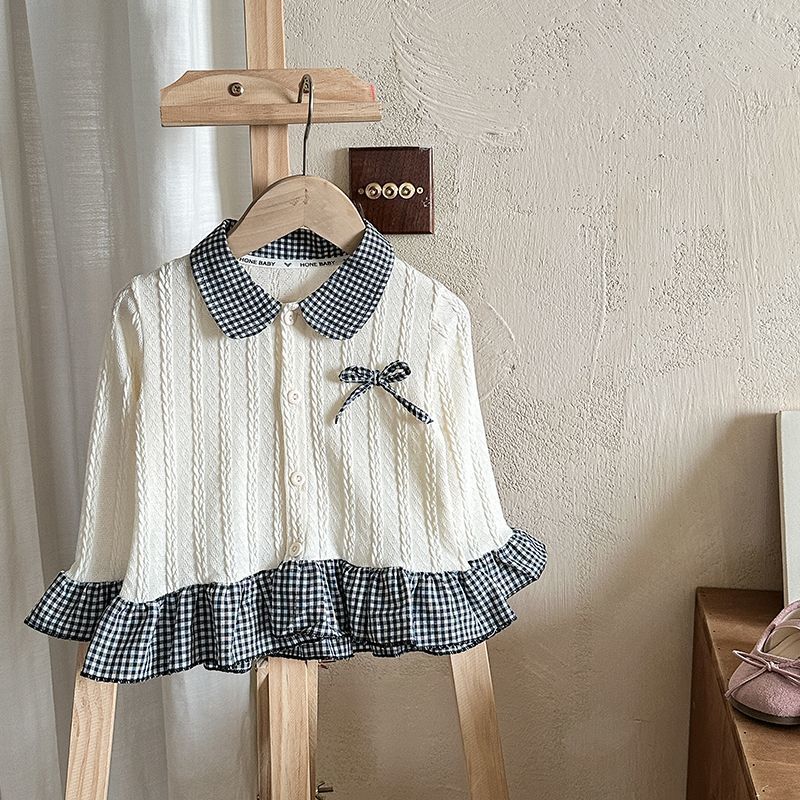 【80-150】リボン＆レイヤード風長袖トップス