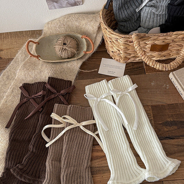 ワンポイントリボンレッグウォーマー