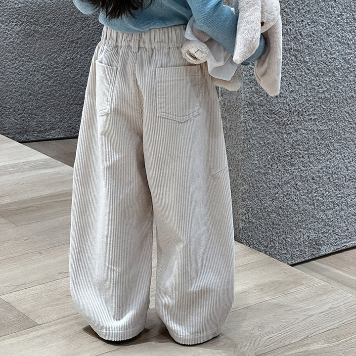 【90-150】シンプルコーデュロイワイドパンツ