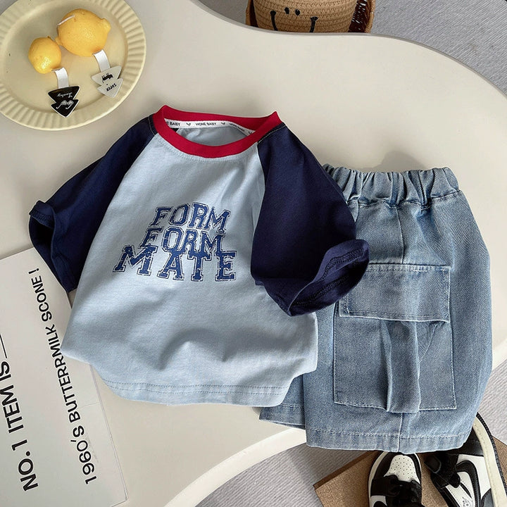 【80-120】ラグランスリーブ英字ロゴTシャツ