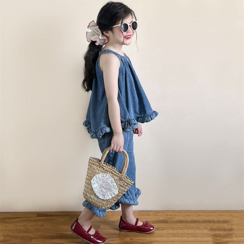 【90-140】ヘムデザインホルターネック×パンツセット