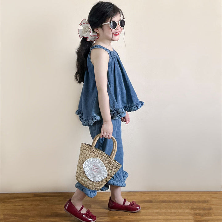 【90-140】ヘムデザインホルターネック×パンツセット