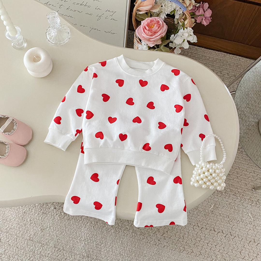 【80-130】ハート柄スウェットセットアップ