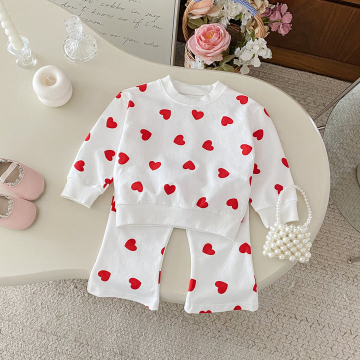【80-130】ハート柄スウェットセットアップ