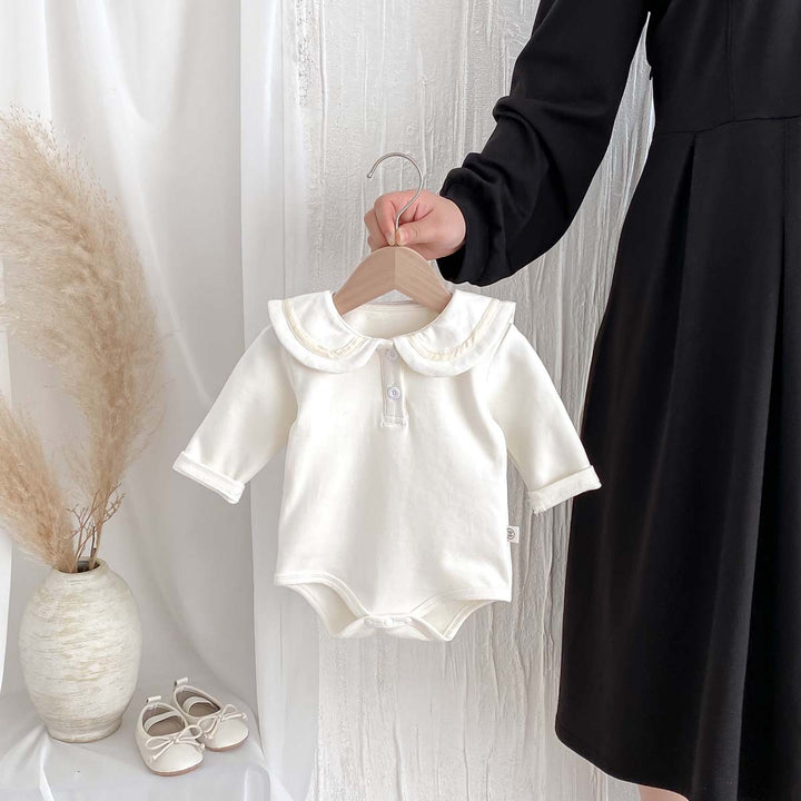 【73-90】ラウンドカラー長袖ロンパース