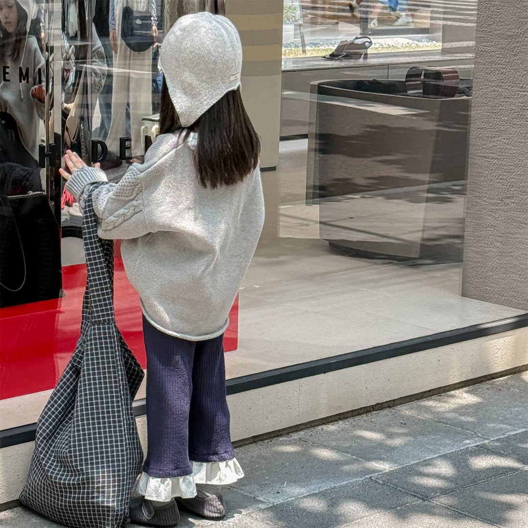 【80-130】フリルヘムリブロングパンツ