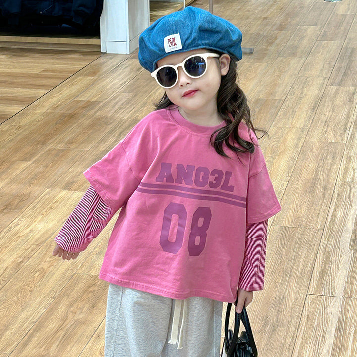 【90-140】フロントロゴレイヤード風トップス