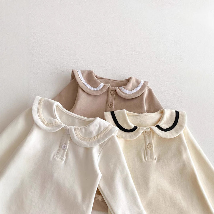 【73-90】ラウンドカラー長袖ロンパース