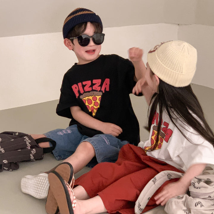 【90-150】PIZZAプリントTシャツ
