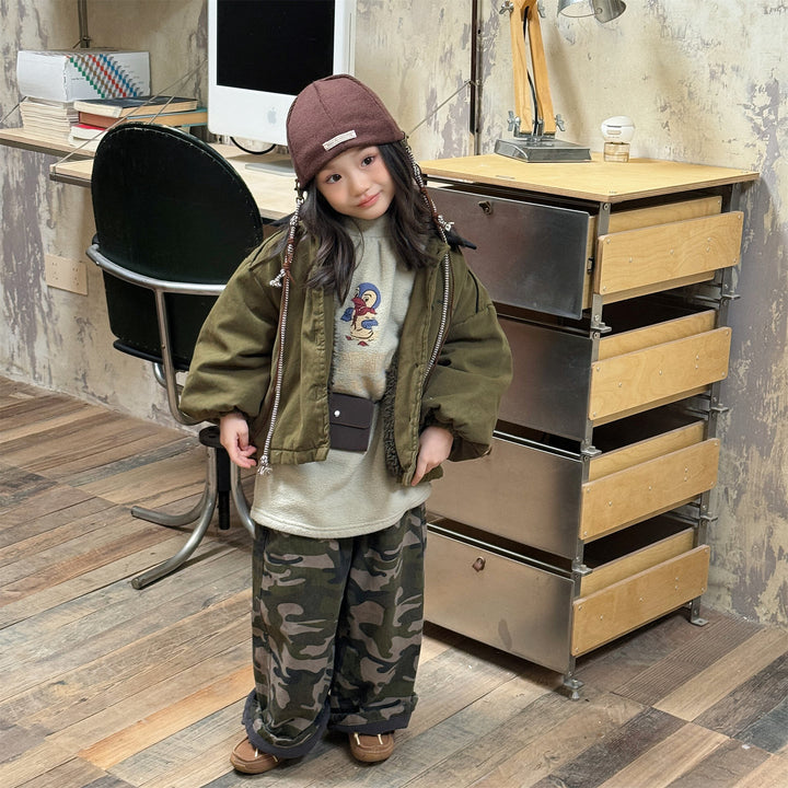 【80-130】バイカラー中綿ジャケット