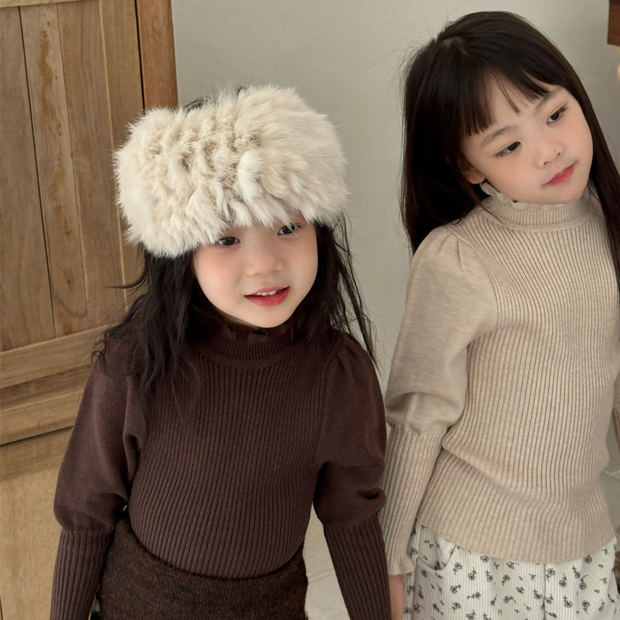 【90-150】パフスリーブハイネックセーター