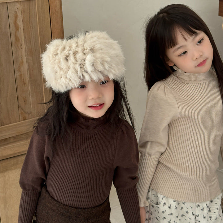 【90-150】パフスリーブハイネックセーター