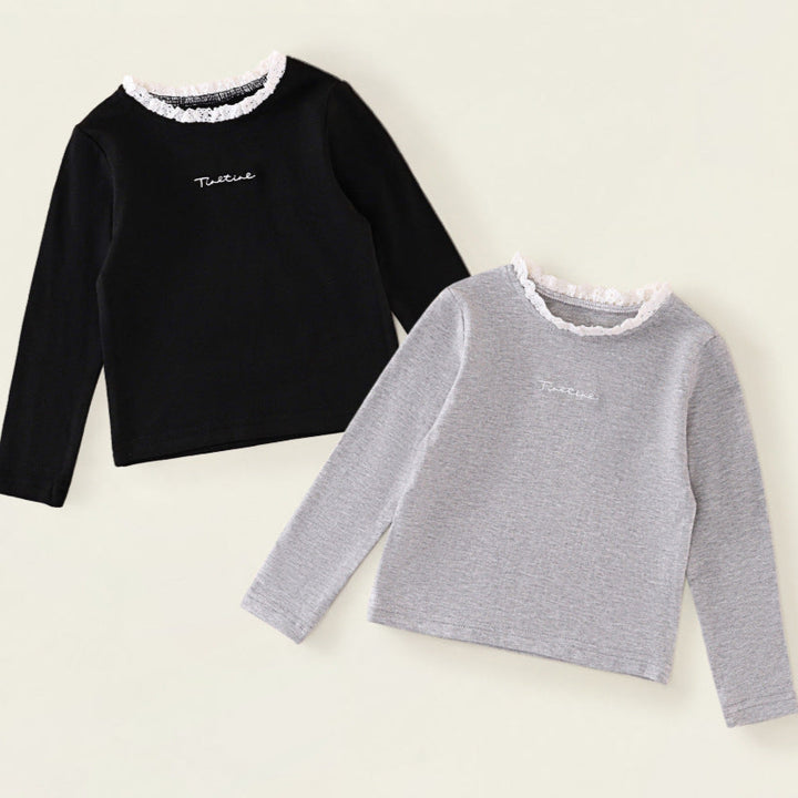 【90-140】首元レースロングTシャツ