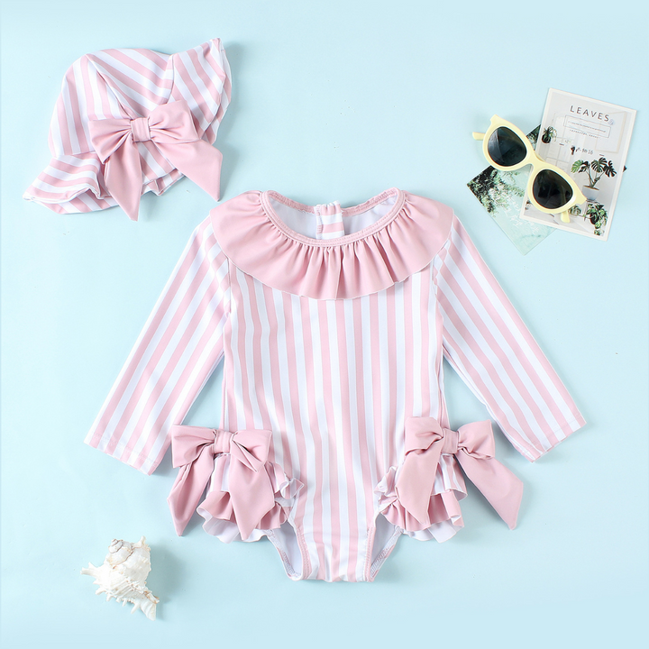 【3ヵ月-3歳】フリル＆リボンデザインスイムウェア