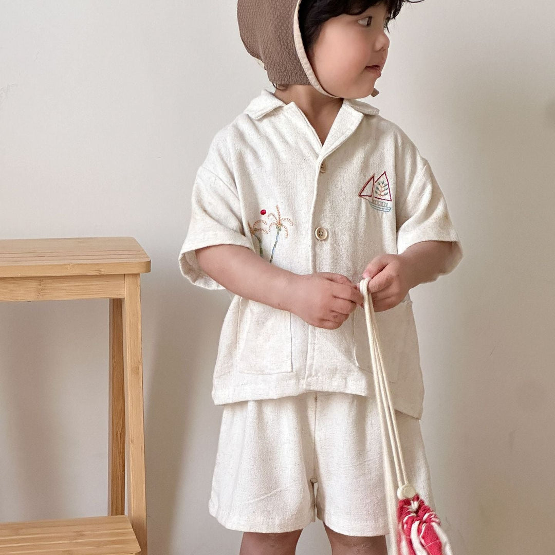 【80-150】ナチュラル半袖セットアップ