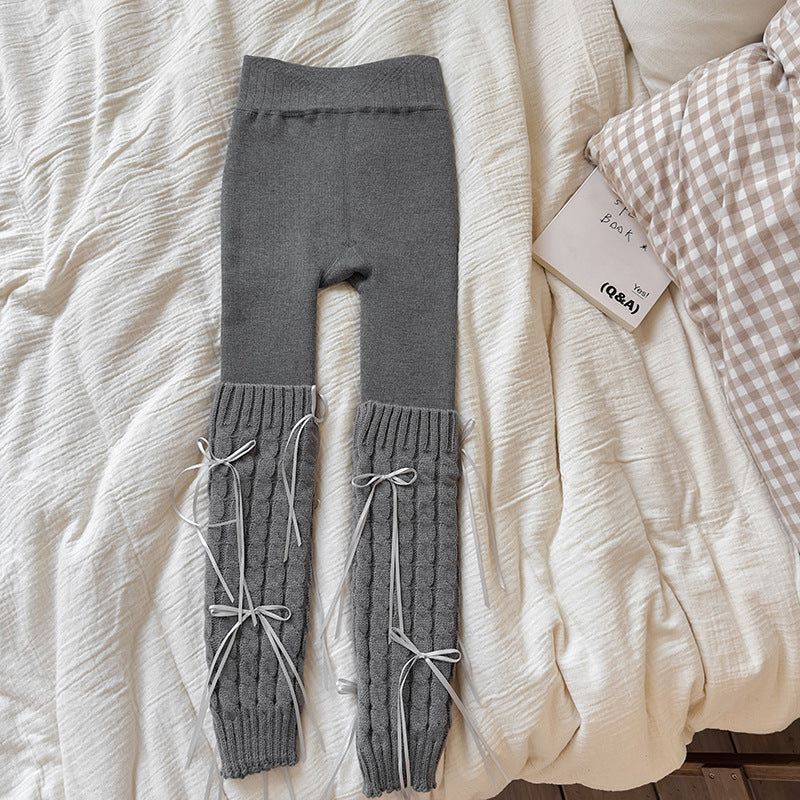 【90-150】リボンレッグウォーマーレギンス