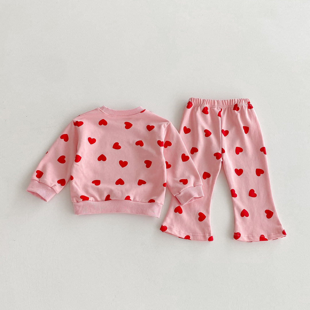 【80-130】ハート柄スウェットセットアップ