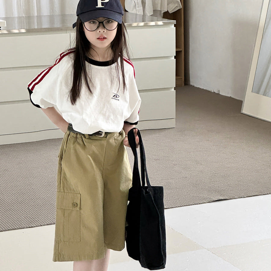 【100-150】ラインデザインTシャツ