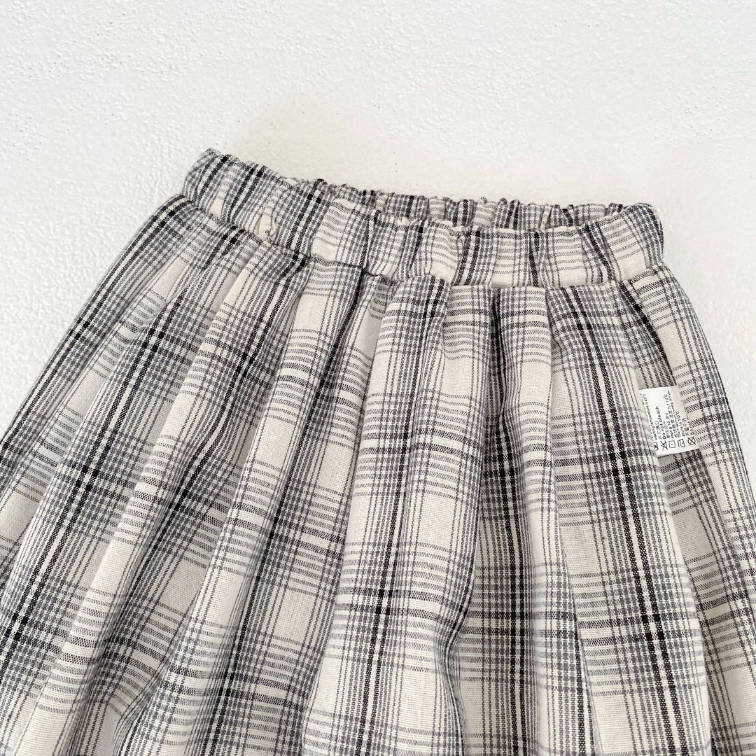 【73-110】チェック柄カジュアルロングパンツ