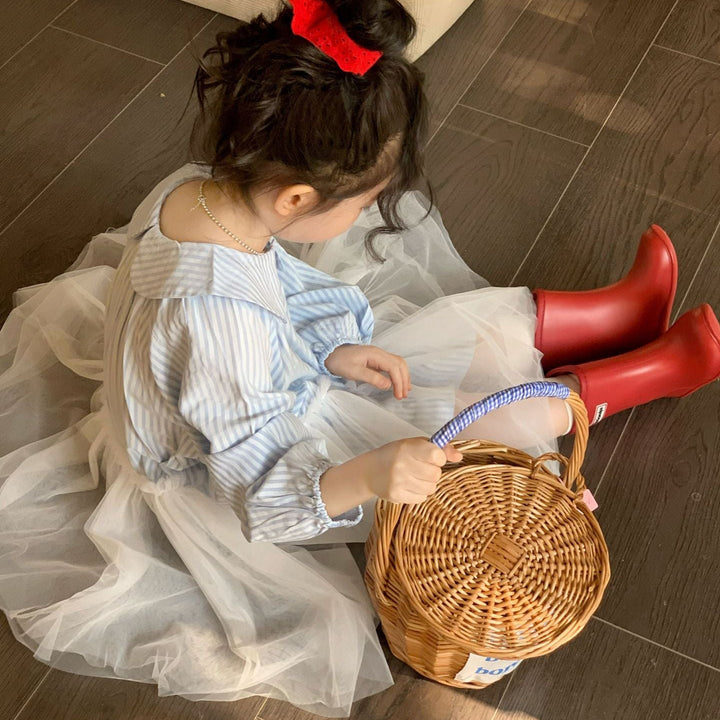 【90-140】襟付きデザイン切替ワンピース