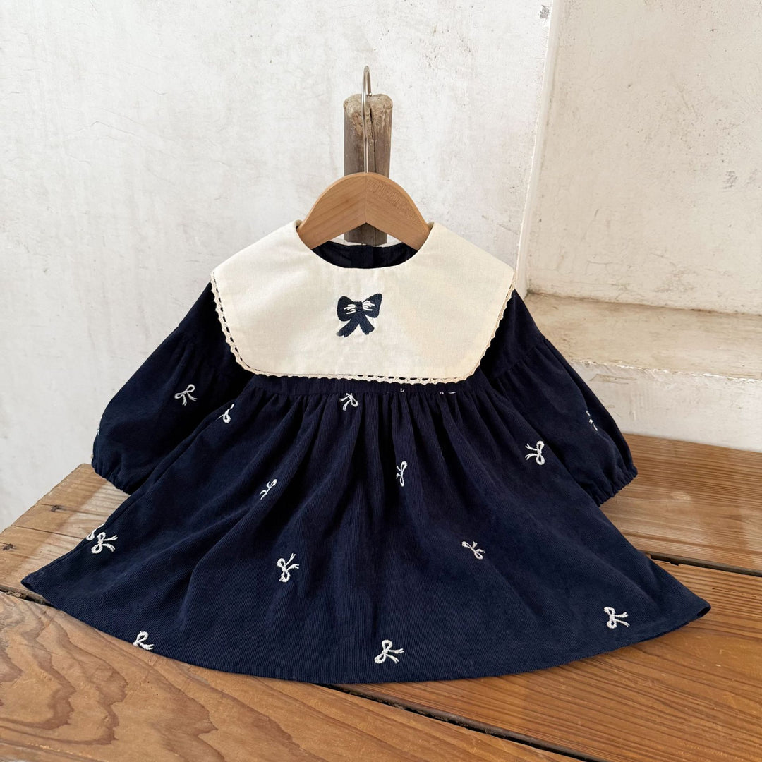 【73-120】リボンデザイン長袖ワンピース