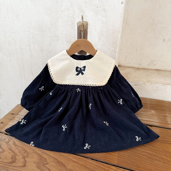 【73-120】リボンデザイン長袖ワンピース