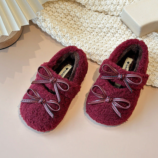 【13.5-21.0】リボンモチーフボアシューズ