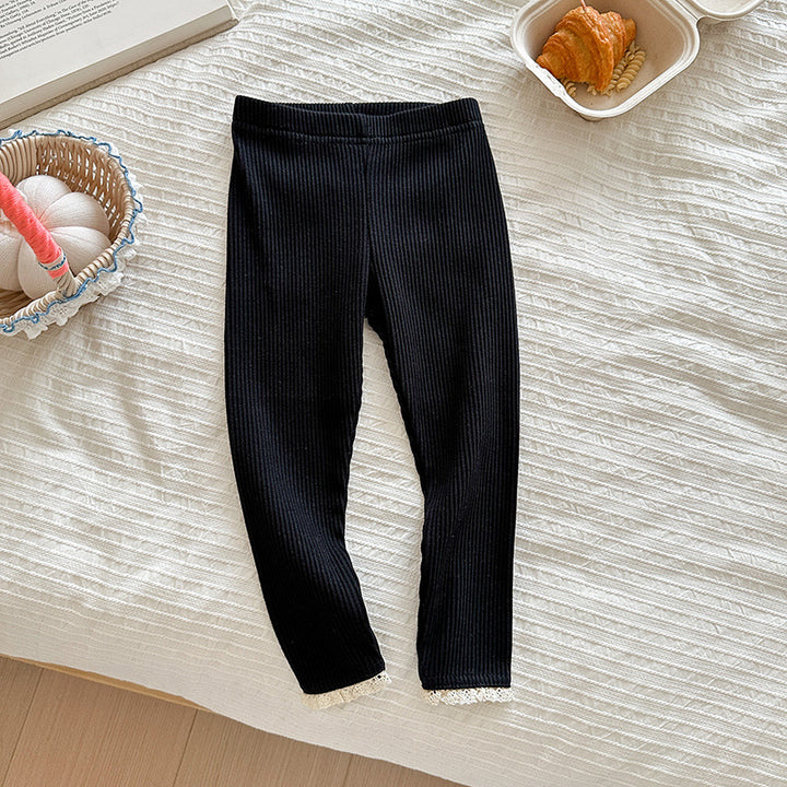 【80-140】裾レースレギンスパンツ