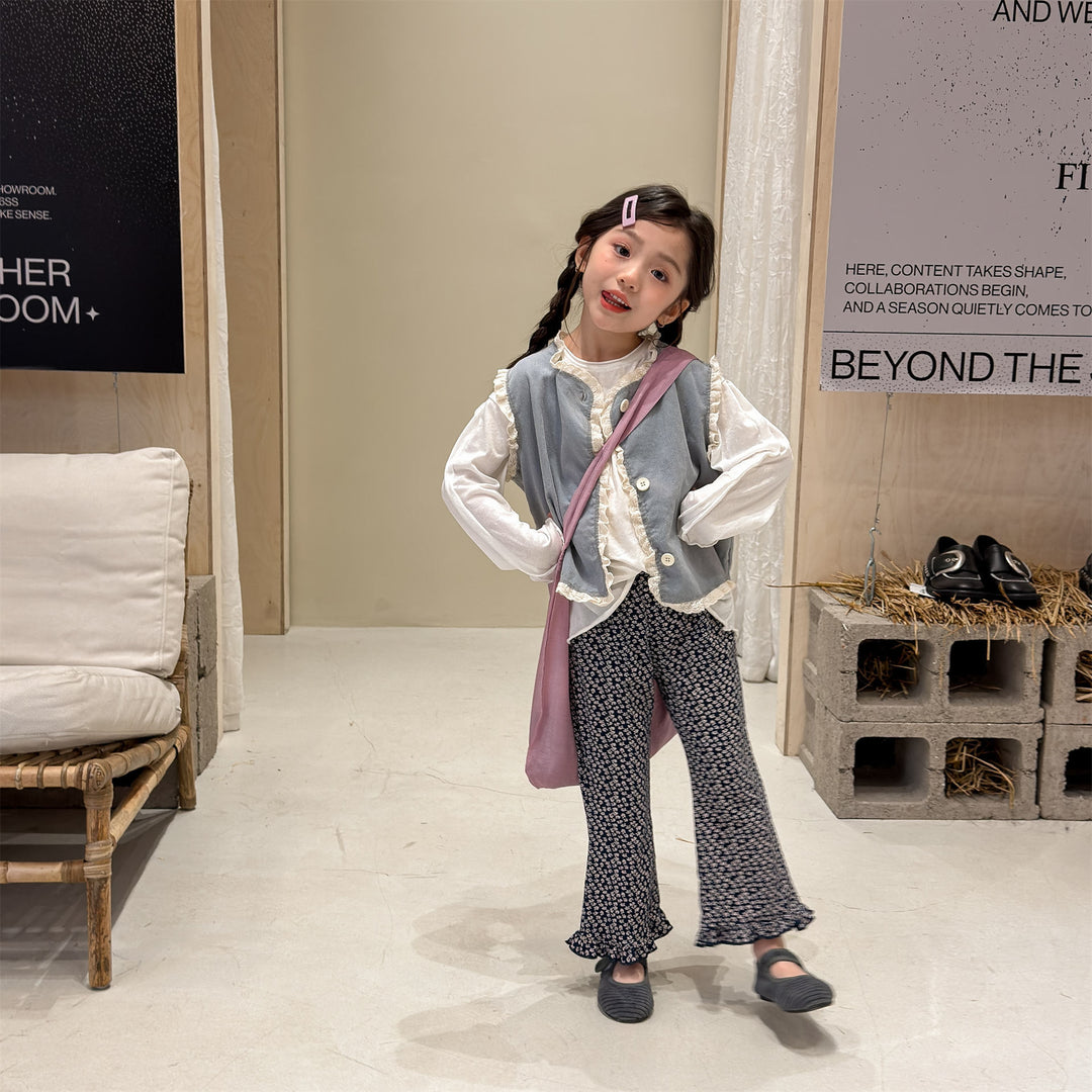 【80-130】フリルヘムロングパンツ