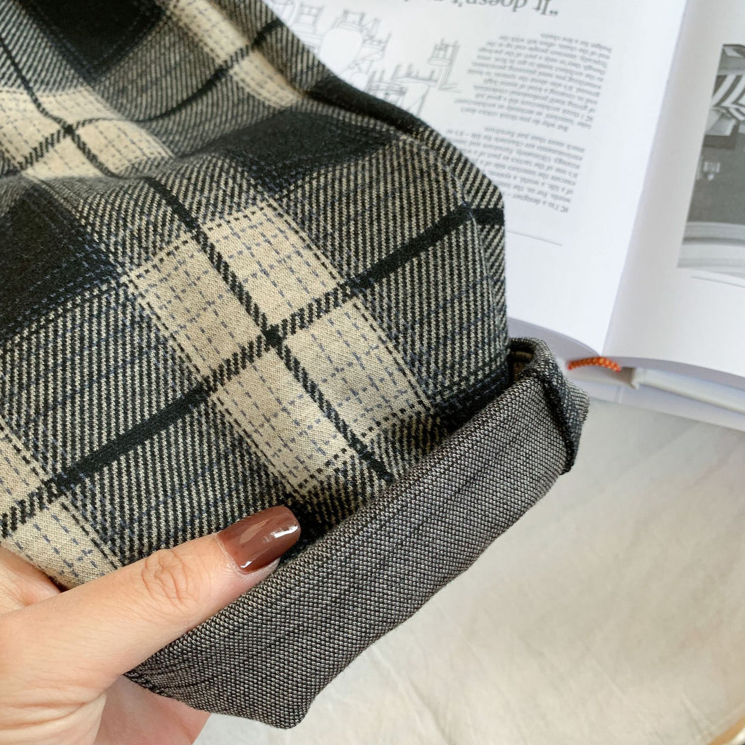 【90-140】チェック柄カジュアルパンツ