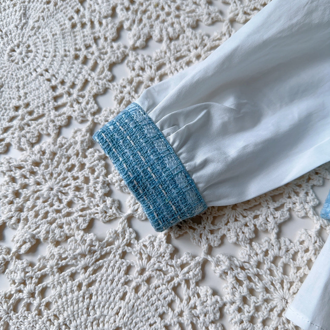 【90-140】肩フリルブラウス×ベスト×プリーツスカートセット