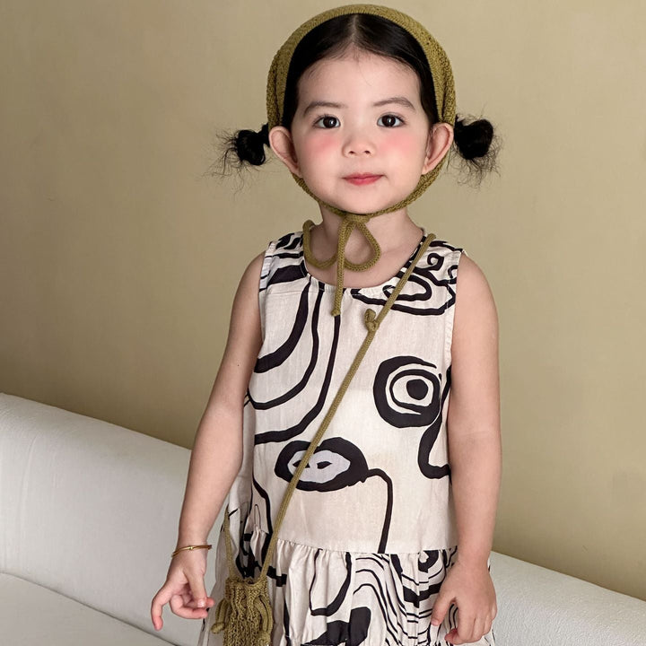 【80-150】総柄ノースリーブワンピース